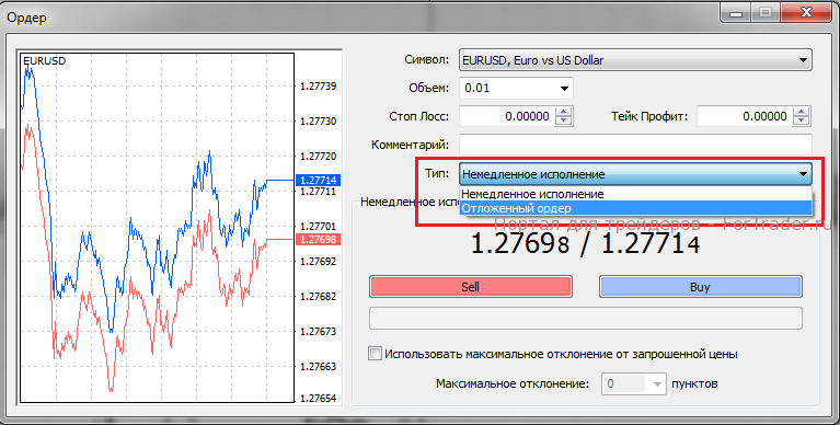 Selecting a pending order in MetaTrader 4